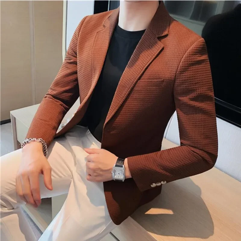 

2024 Brand Clothing Men Spring High Quality Business Suit/Male Slim Fit Fashion Casual Tuxedo Jackets/Man Green Blazers S-4XL