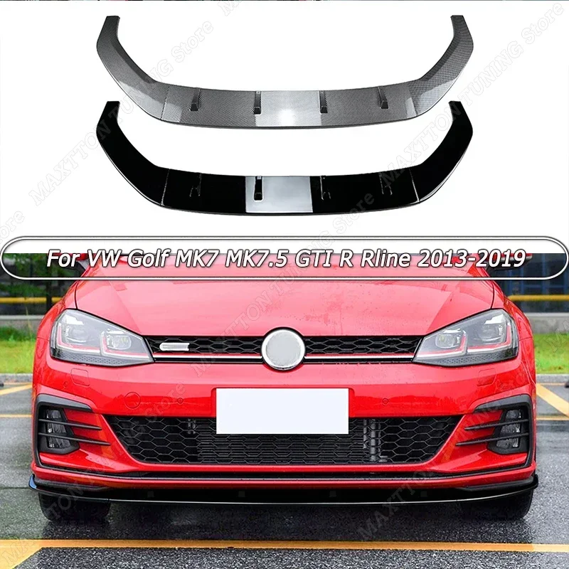 

For VW Golf MK7 MK7.5 GTI R Rline 2013-2019 ABS Car Front Bumper Lip Splitter Diffuser Gloss Black/Carbon Look Body Kit Tuning