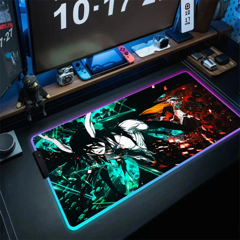 

Anime B-BLEACH RGB Gaming Mouse Pad LED Light Large Mouse Mat Desk Keyboard Backlight Mousepad PC Gamer Laptop Cool Table Mats