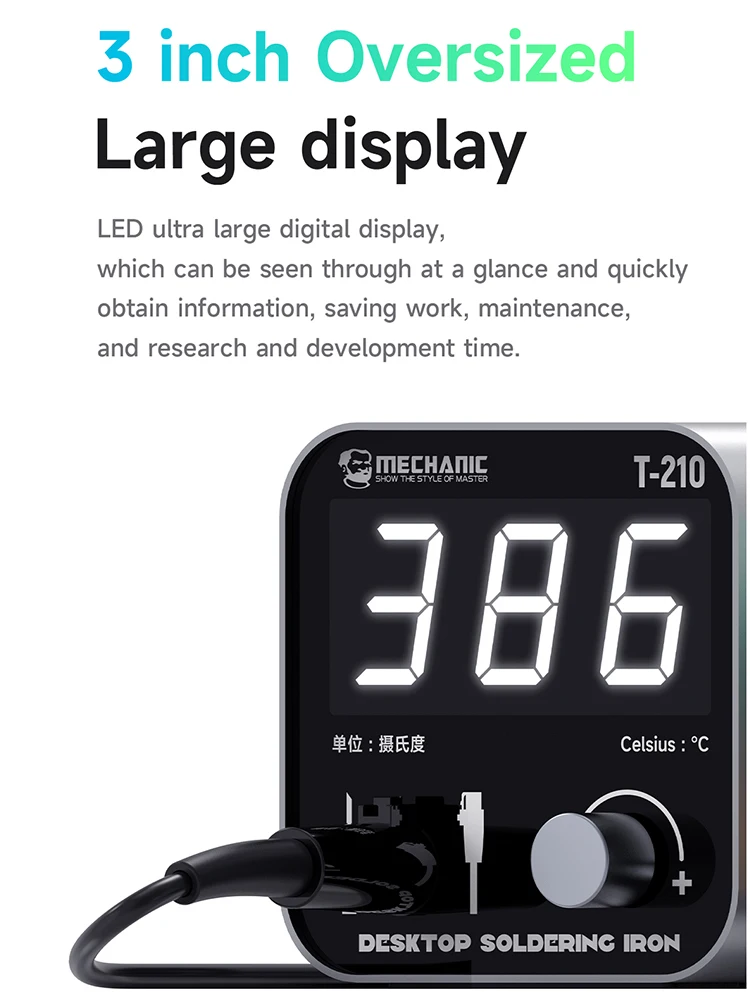 Desktop Soldering Iron MECHANIC T-210 Intelligent LED Large Display 210 Heating Core Short Circuit Protection Welding Station