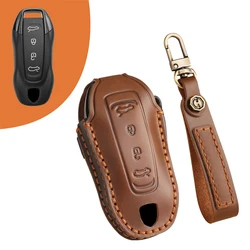Premium Leather Key Case Cover - Enhanced Design (Brown)