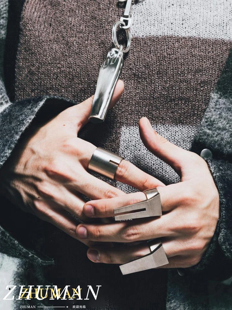 

2024 New Brushed Heavy Lndustry Ring Cyberpunk Style Men's And Women's Jewelry Party Gift