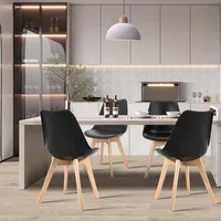 Mid-Century Modern Dining Chairs Set of 4 with Wood Legs, PU Leather Cushions for Kitchen and Living Room 2