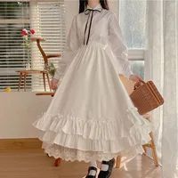Japanese ruffles pleated skirt woman sweet high waist loose Ankle-length skirts women college style black patchwork A-line skirt - Image 6