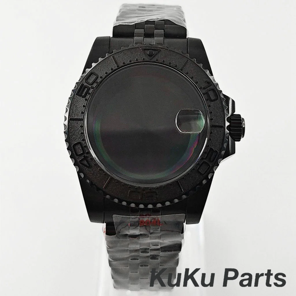 Black Purple GMT Bezel Watch Case with PVD Black Jubilee Bracelet and Sapphire Crystal