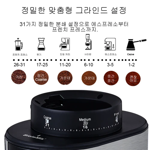 BioloMix 자동 원추형 버 밀 커피 그라인더, 에스프레소 터키 커피 붓기, 31 가지 분쇄 설정 3