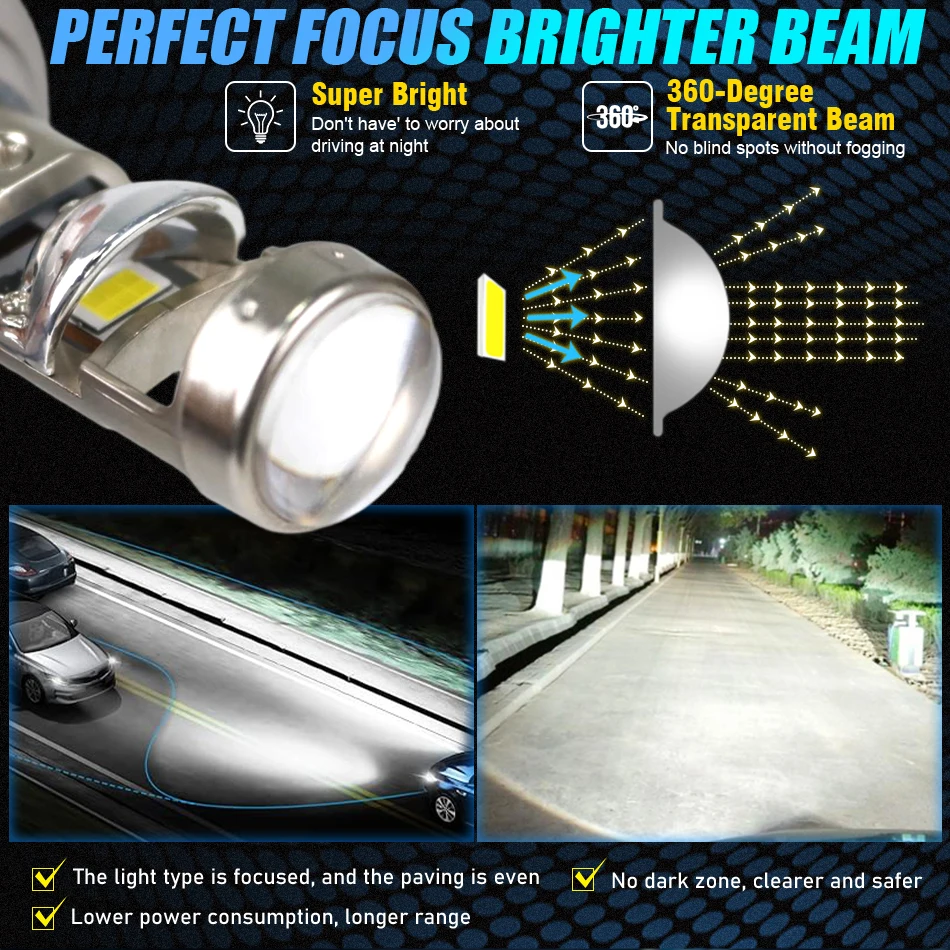 360 H7 LED CANBUS 에러프리 프로젝터 렌즈 8000W 고출력 H4 H11 H1 H8 LED 헤드라이트 전구 HB3 9005 LED 안개등 9585 CSP