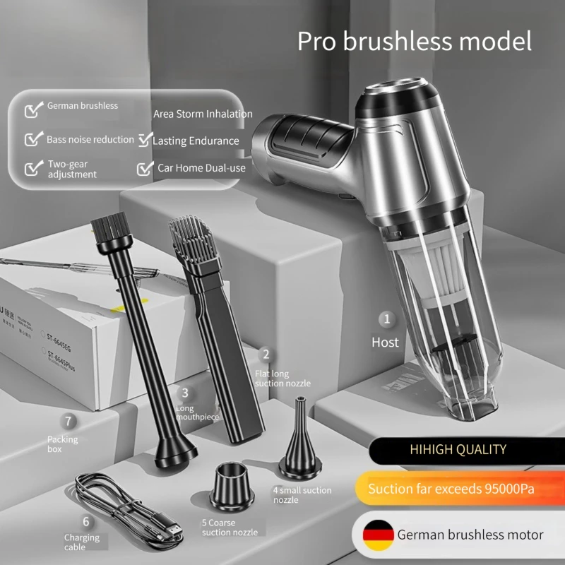 Vacuum Cleaner Handheld Vacuum Cleaner Wireless Vacuum Cleaner Portable Vacuum Cleaner 95000Pa 3 in 1 Car Wireless Vacuum Cleaner 120W Blowable Cordless Home Appliance Vacuum Home & Car Dual Use Mini Cleaner