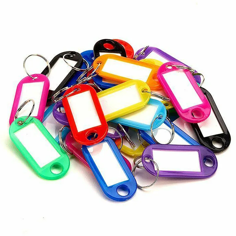 30pcs Multi-Color Plastic Keychain Blank Key Ring DIY Name Tags for Baggage  Paper Insert Luggage Tags Key Chain Accessories
