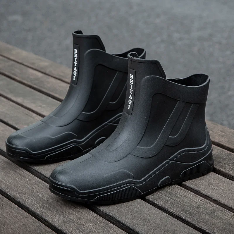 Men's Rain Boots Waterproof Shoes Fishing Husband Galoshes Man Garden Rubber Boot Indoor Kitchen Work Rain Boots Car Wash Boots