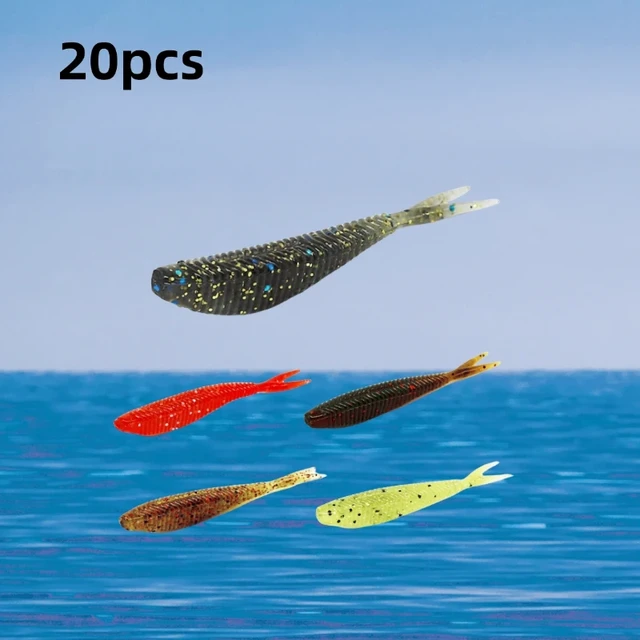 FOCARP 20pcs Fishing Soft Plastic Lures Worms Lures Tail Jig Swimbait  Crappie Fishing Lures for Freshwater Saltwater Fishing