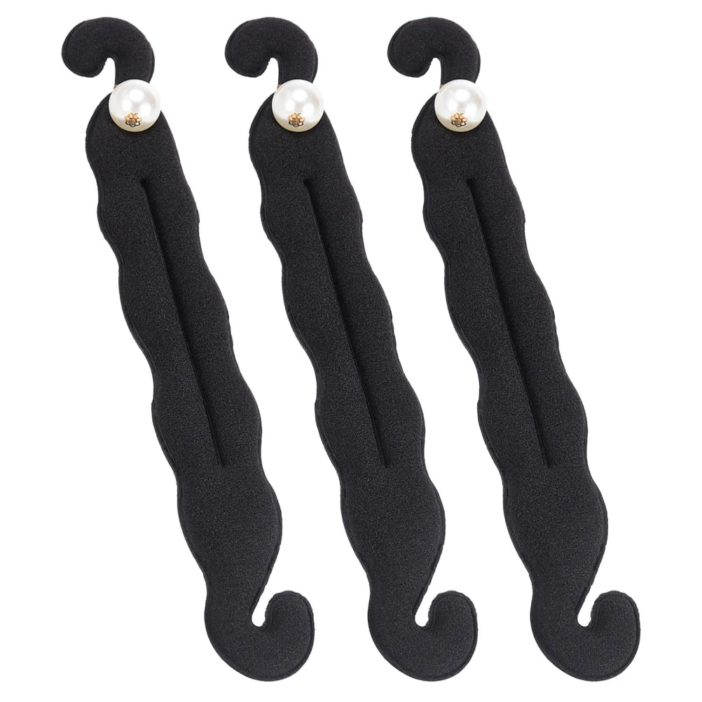 3 Pcs Pearl Hair Curler Bun Maker for Lazy Thin Tools Styling Buns Rollers Volume
