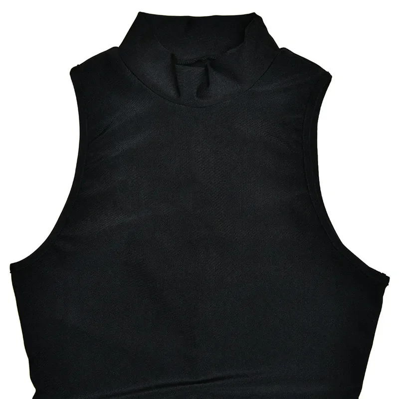 Sexy Sleeveless Patchwork Mini Dress Female Solid Skinny Pleated Fashion High Waist Casual Dress For Women Party Dress New