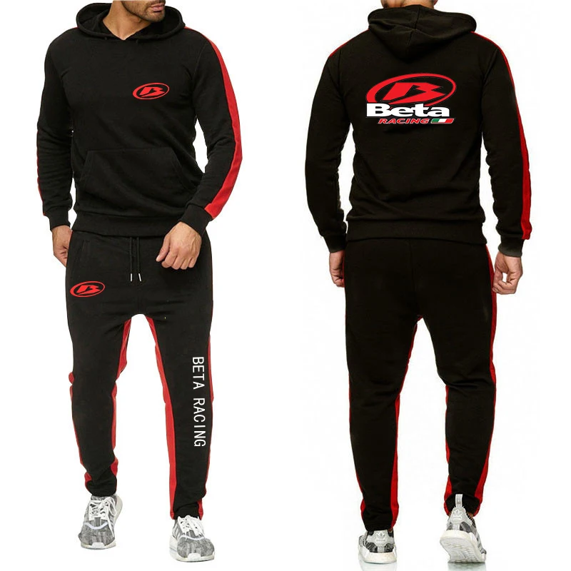 2023 spring and autumn men's Beta racing motorcycle cross-country motorcycle Logo printed hoodie+sweatpants solid color sports s
