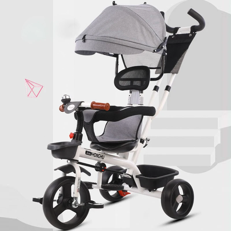 Child Tricycle Stroller Multi-function baby Bicycle Stroller Umbrella Car Three Wheels Baby Carriage With Basket For 1-6 Y