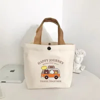 Sac en toile Little Bear, imprimé, polyvalent, portable pour étudiante, sac à main de bureau, sac à bento, sac à main, sac de voile 4