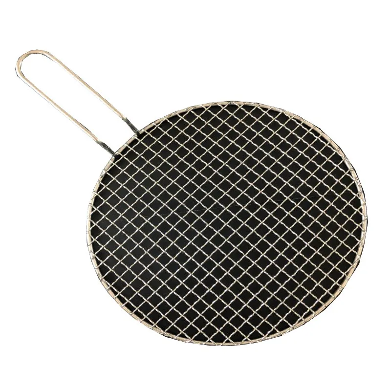 Stainless Steel 304 Food Grade 16-48CM Round BBQ Barbecue Grill Wire Grid Mesh Net with 10CM Handle