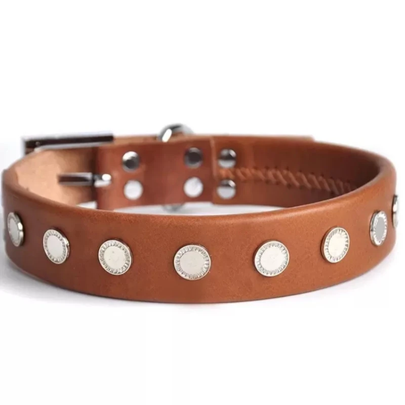

Cowhide Large Dog Collar Rivet Cowhide Collar Dog Neck Collar Pet Products