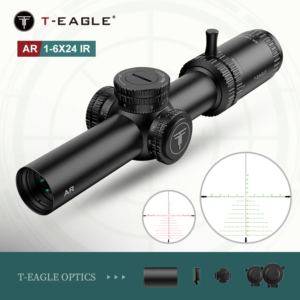 

Оптический прицел T-EAGLE AR 1-6X24 IR, тактический прицел LPVO для охоты, компактный гравированный стеклянный прицел, оптика, прицел для пневматического ружья, карабина