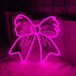 Radiant Pink Bow Neon Sign - Chic Wall Art & Perfect Birthday Gift (Pink)