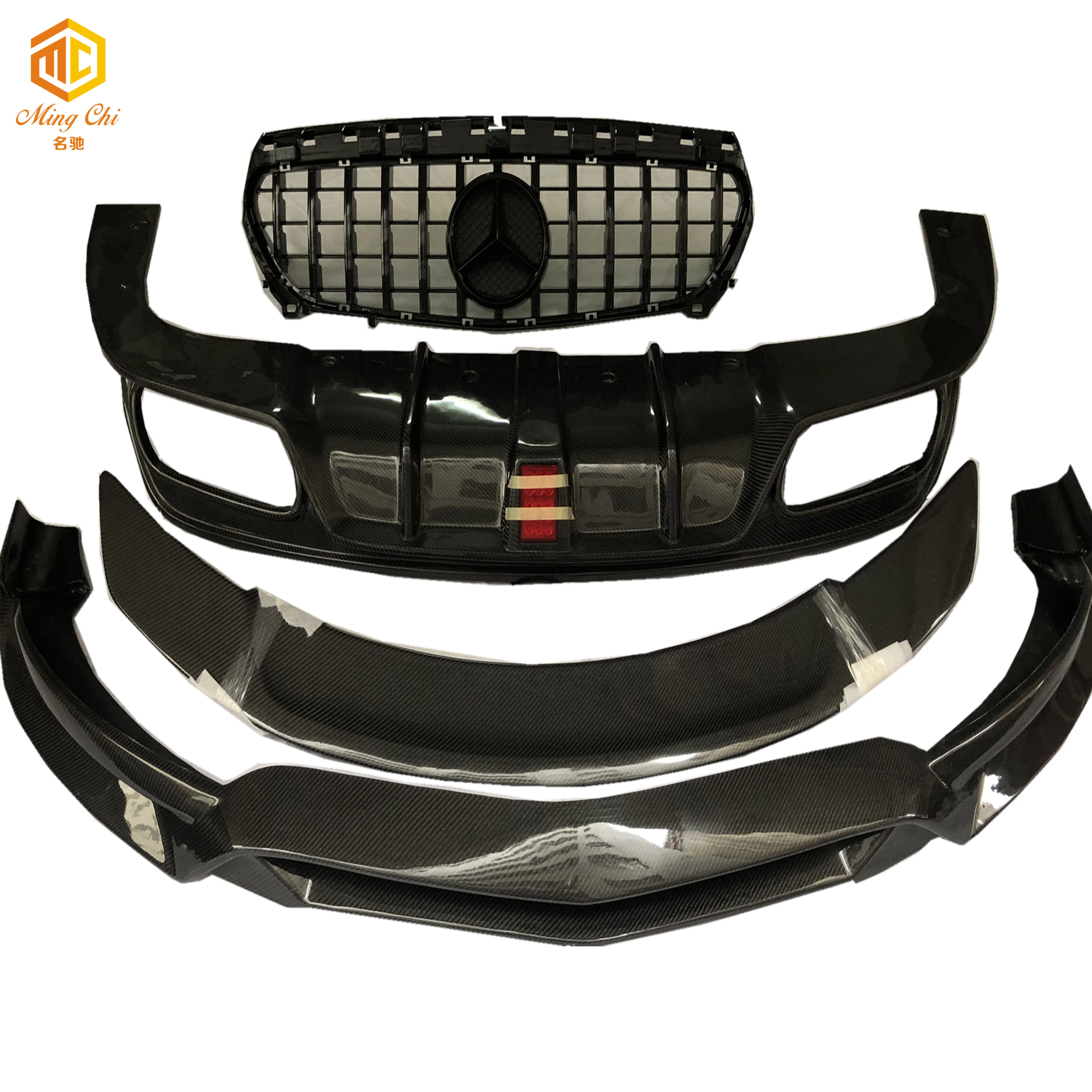 

R1LED Style carbon body kit for Mercedes Benz cla45 AMG CLA200 CLA250 class w117 front lip rear diffuser side skirts grille spo