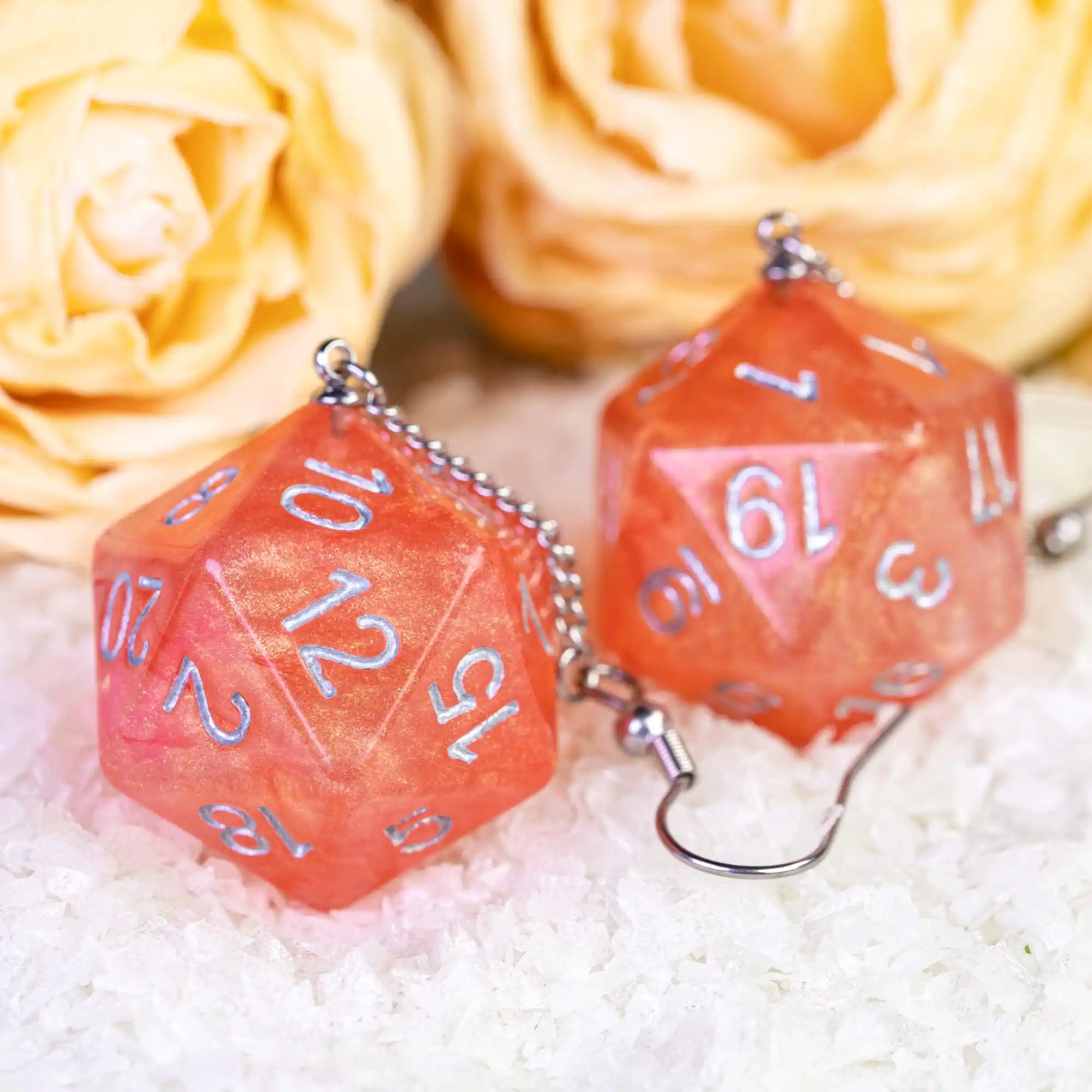 Women Dice Earrings Resin Nebula D4 D6 D8 D10 D20 Drop
