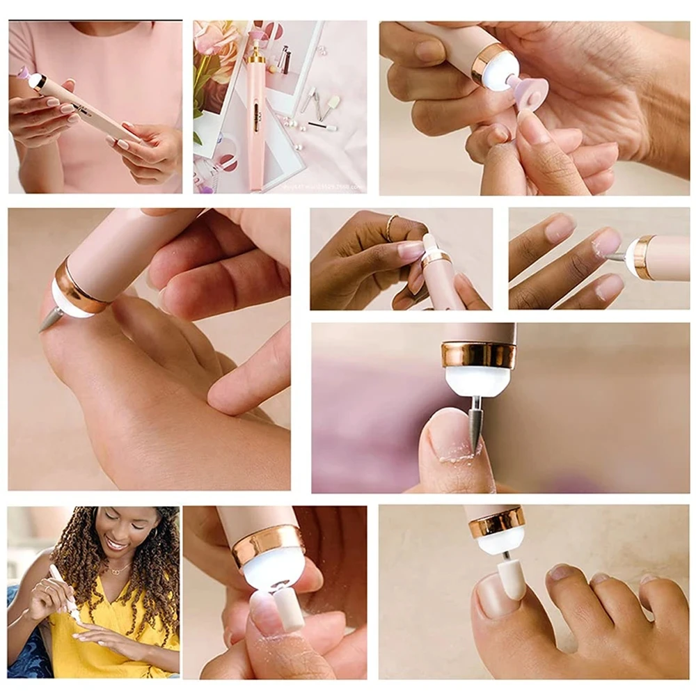 5PCS Ceramic Electric Nail Polisher Portable Nail Remover 3-speed Strong Motor High-speed Silent Not Shock Hand Manicure Tools