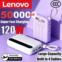 Lenovo 500000mAh Power Bank Built in 4 Lines Large Capacity Super Fast Charging Portable External Battery for All Phones 2026 1