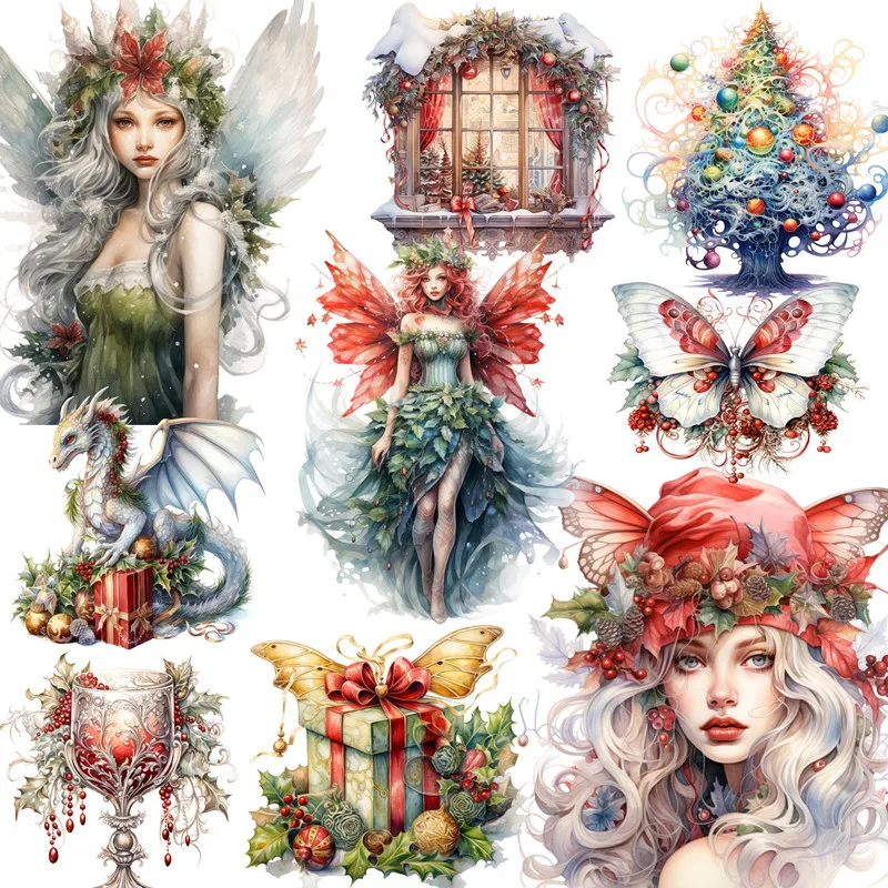 12Pcs/Pack Christmas Fairy Tales Sticker DIY Craft Scrapbooking Album Junk Journal Decorative Stickers