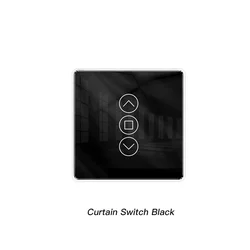 Smart Glass Touch Panel Curtain Switch with WiFi and RF Control for Roller Blinds & Shutters, Compatible with Alexa (Curtain Switch Black)