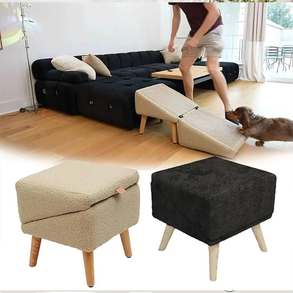Lightweight Folding Dog Ramp and Ottoman 2-in-1