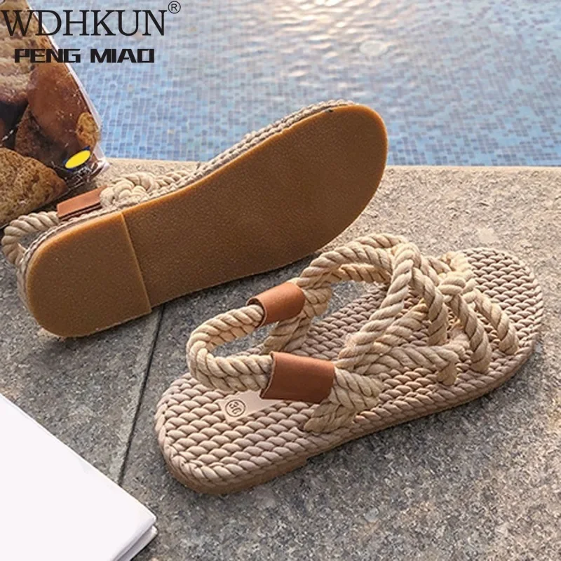 Women Sandals Braided Rope Traditional Casual Style Simple Creativity Summer
