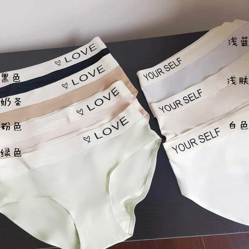 

M-L Women's Underwear Panty Sexy Lace Panties Girls' Comfort Letter Briefs Low Waist Seamless Underpants Female Lingerie