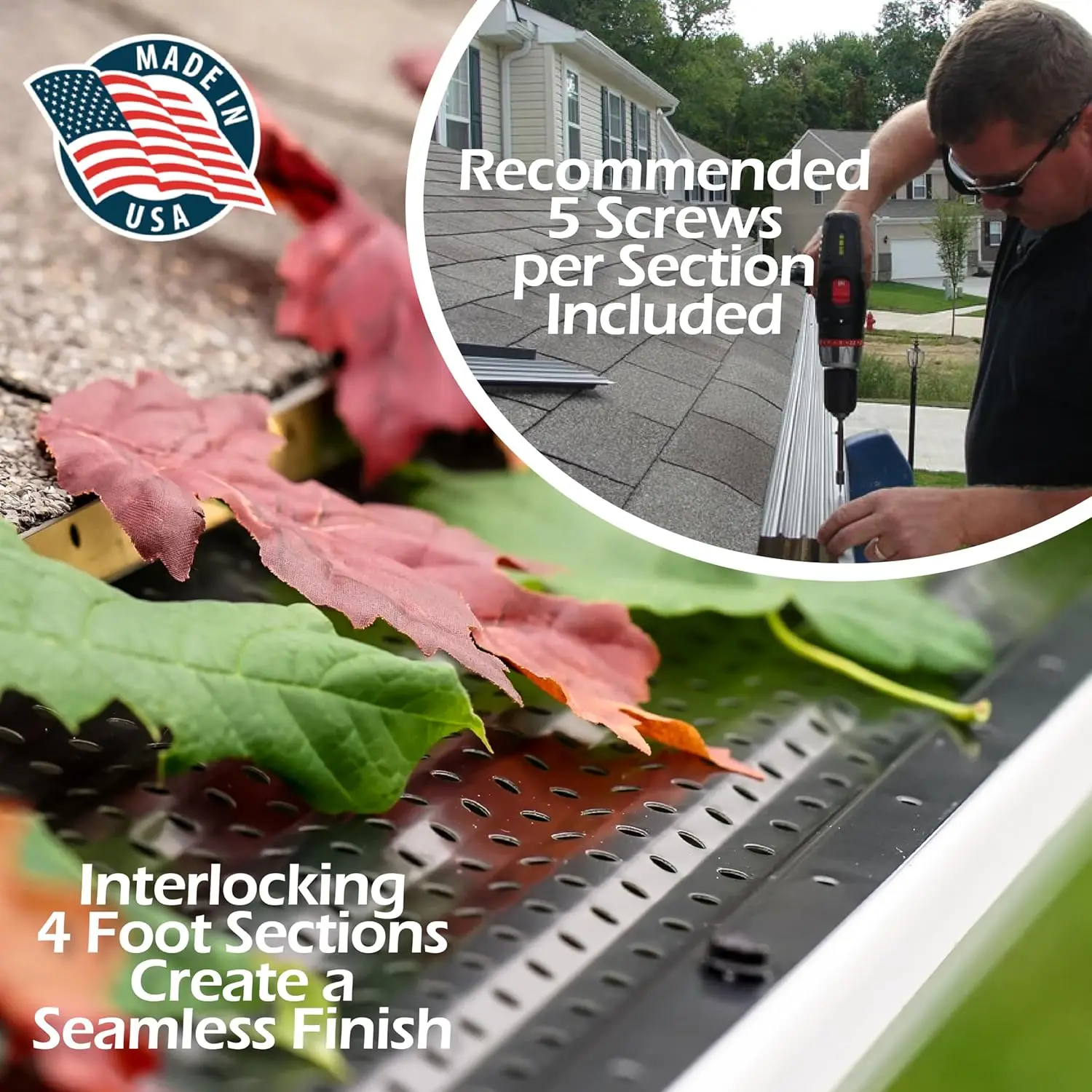 Gutter Guards 5" x 200' Leaf Protection in White Premium 35 Year Aluminum Available in 32' 100' & 200' 5&rdquo; & 6&rdquo;