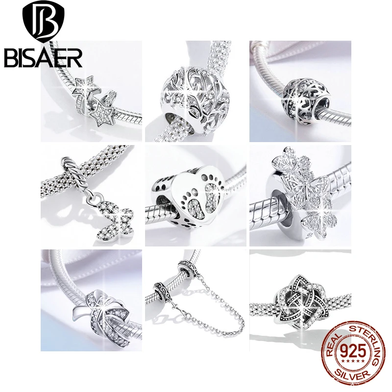 BISAER 928 Sterling Silver Charm Beads - European & U.S. Style, Family Tree, Lucky Hand, Heart & Tree Of Life With Cubic Zirconia - View #10