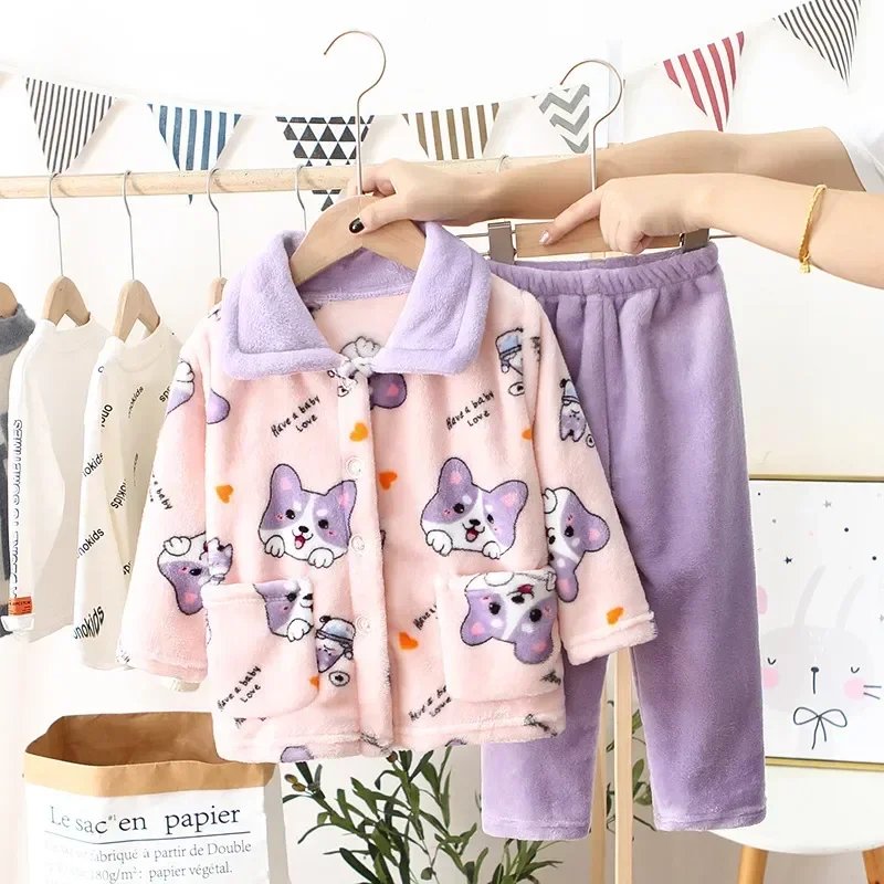 Pijama De Franela Con Forro Polar – Camiseta Y Pantalón De Invierno Para Niños Y Niñas (Tallas 80-160)