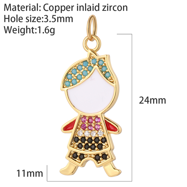 Family Gilr Boy Letter Charm for Jewelry Making Supplies Real Gold Plated CZ Dangle Diy Earring Necklace mama pendant