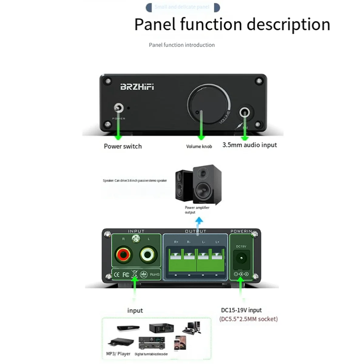 SWXF 2x80W MA12070 디지털 오디오 전력 증폭기 스피커 HiFi 스테레오 앰프 클래스 D Aux DC15-19V 검정색