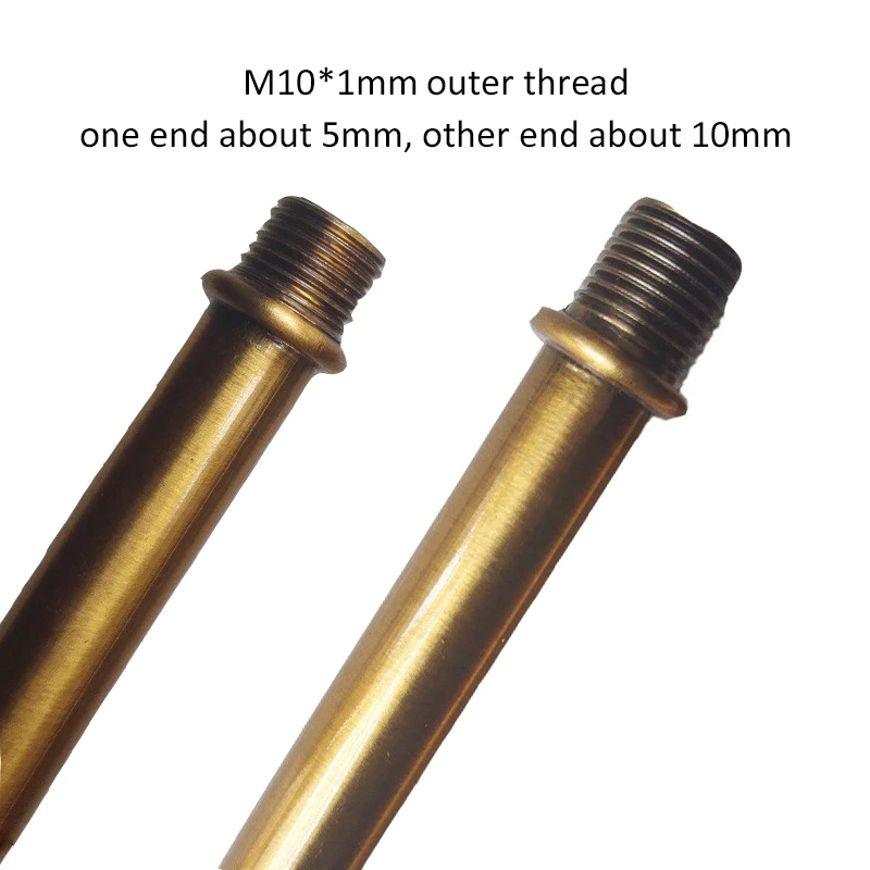 M10 Double-head Male Thread Hollow Tube Copper/Gold-bronze M10*1mm Fine Tooth Connecting Pipe Vintage Lighting Accessories