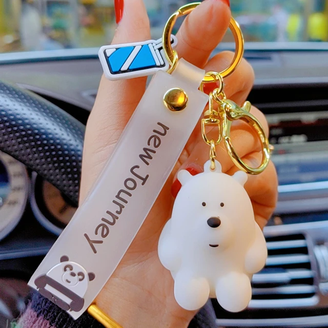 Kawaii Bear Panda portachiavi per chiavi auto donna uomo Anime portachiavi  carini personalizzati Moto gioielli amici coppia Match Bag Charm -  AliExpress