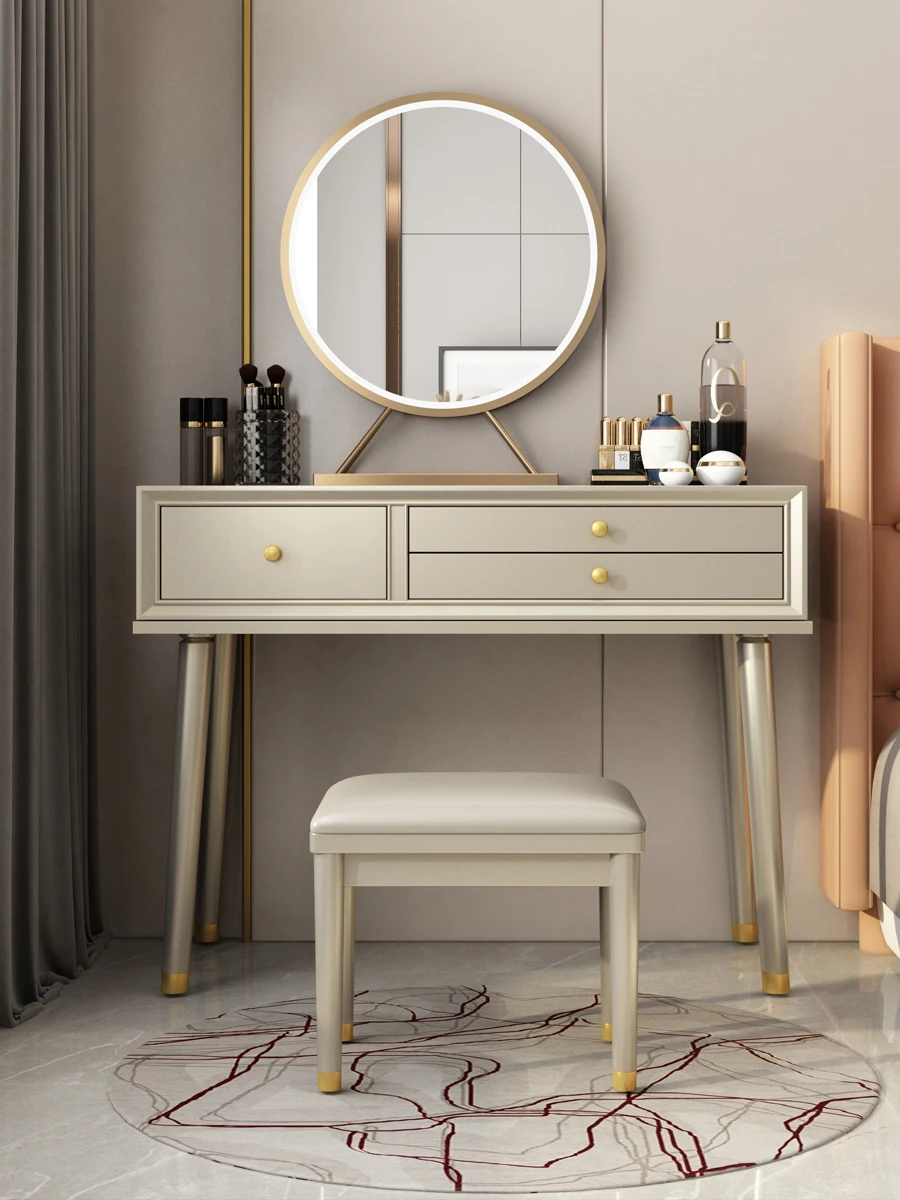 

Customized Light Luxury Solid Wood Dressing Table, Bedroom Storage Integration, American Advanced Makeup Table, Small Unit, Mode