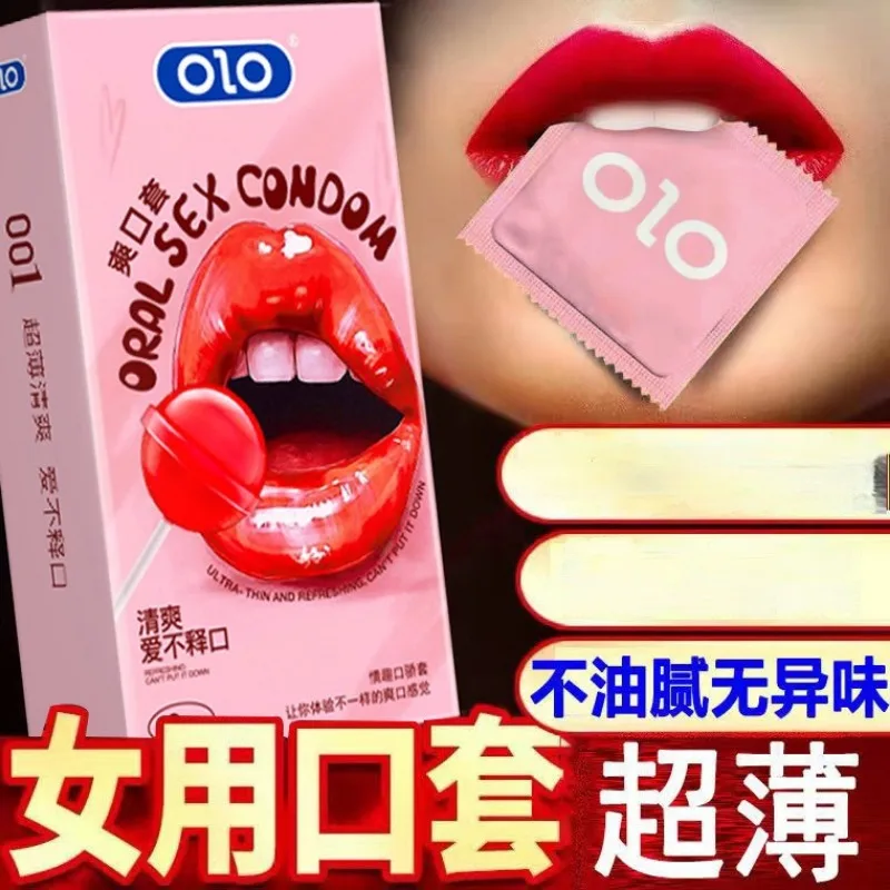 Oral Sex Condoms Condoms Sex Toys Condom Sex Toys with Strawberry Taste Safe Sex Penis Sleeve Intimate Goods Tongue Lick Dick Toys 10Pcs For Adult