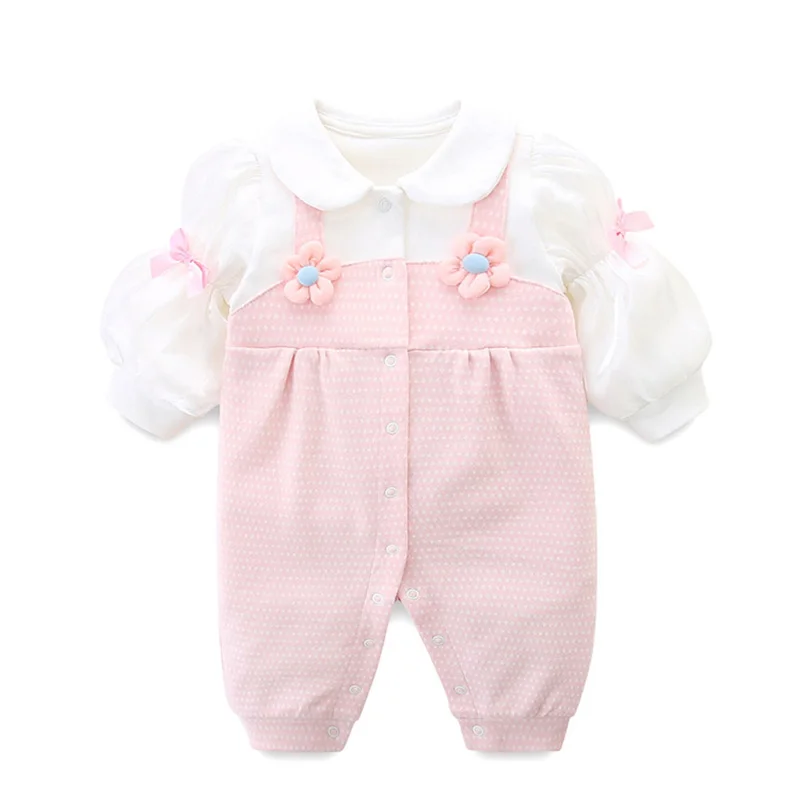 

Autumn Toddler Baby Girl Jumpsuit Long Sleeved Cotton Splicing Cute Princess Style Newborn Baby Girls Romper Children Clothes