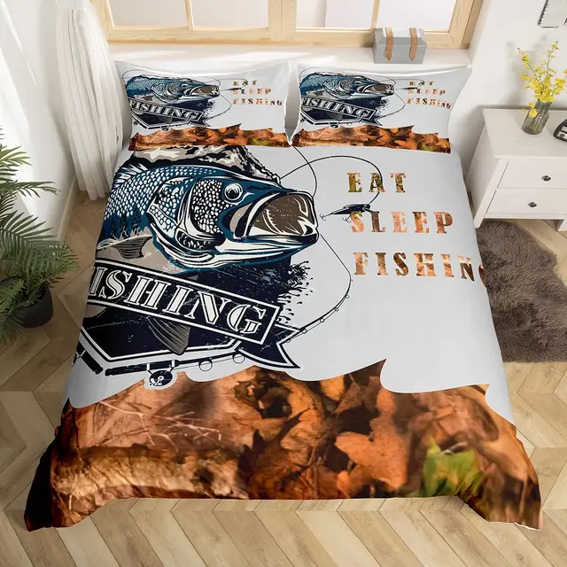 Marlin Swordfish Duvet Cover Set Hunting Fishing Bedding Set Tie