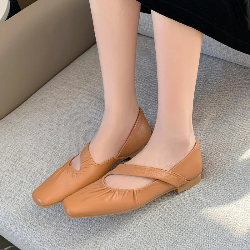 

Cozy Women Shoes Square Toe Zapatos Para Mujeres Brand Deisgn Sapatos Feminino Slip On Chaussures Femme Genuine Leather Pumps