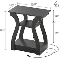 End Table with Charging Station, Side Table with USB Ports and Outlets, Nightstand, 3 Tier End Table with Storage 2