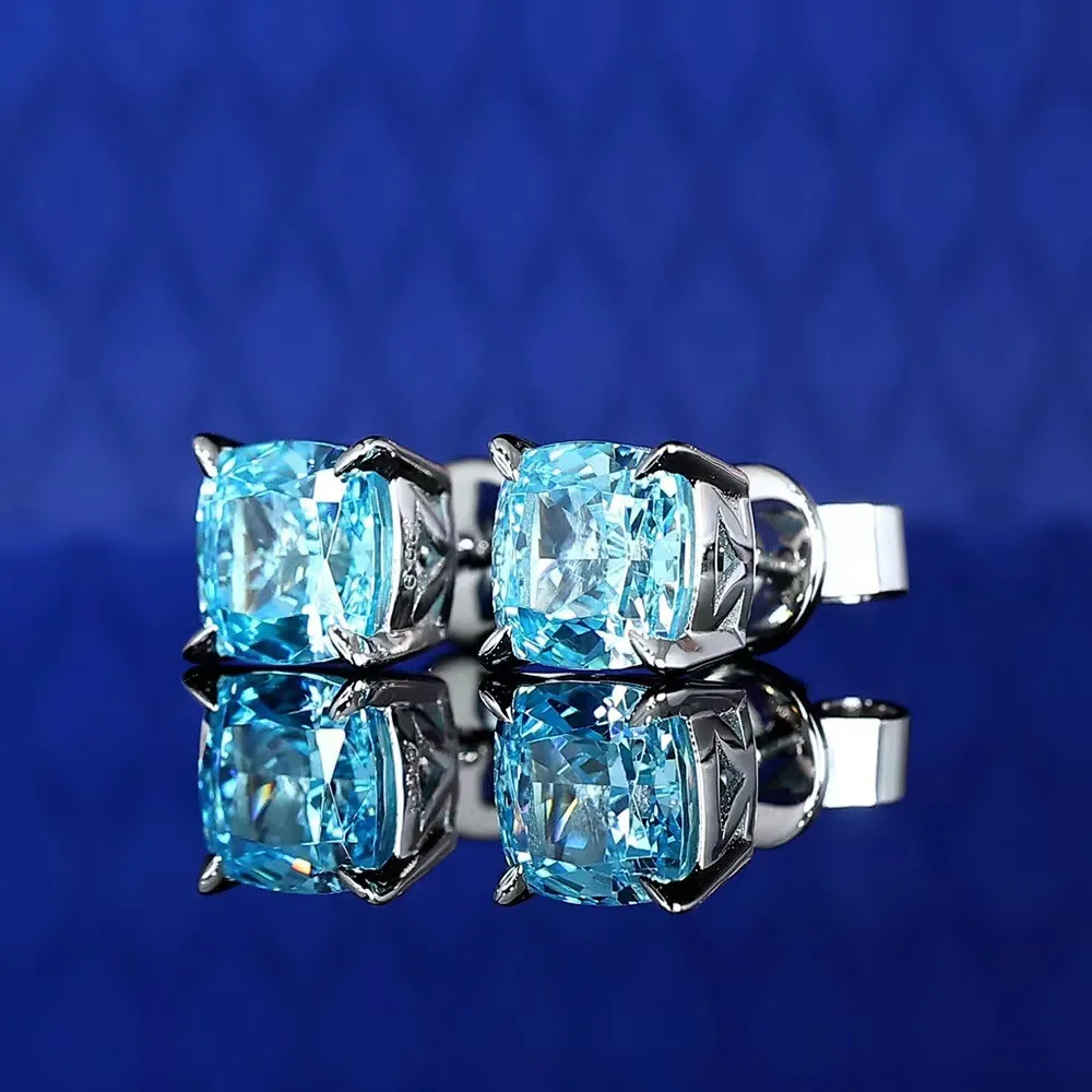 

Apasion 2023 Earrings For Women Clear Zircon 7*7 Stud Earring for Female Male Crystals Ear Accessories Earring Jewelry For Party