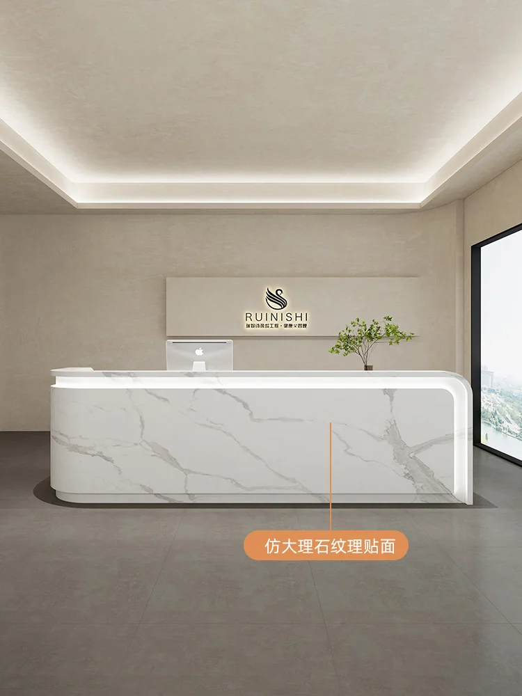 Minimalist Beauty Salon Cashier, Modern Medical Aesthetics Clinic Bar Table, Company Hotel Front Desk Reception Counter