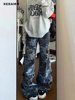 Y2K Baggy Dragon Print Denim Trouser Women's Washed Vintage Casual Emo Pants Grunge Street Retro High Waist Loong Trashy Jeans - Image 2