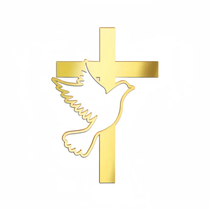 God Bless Acrylic Cake Topper Christian Cross Peace Dove Cake Topper for Baking Birthday Party Supplies Decorations